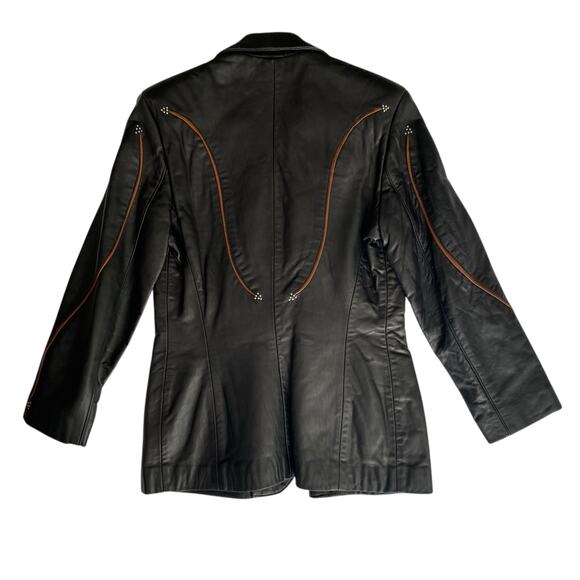 Freedom Black Leather Blazer Jacket Western Rodeo Womens Small - Picture 2 of 8